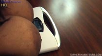 Breast weighing videos on the big boobs scales to see how much her huge heavy tits weigh with 32MM Cheron at TopHeavyAmateurs.com