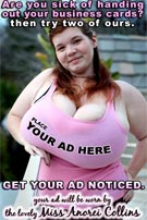 Gigantic tits advertising boob-space ads on the NN-cup breasts of 40NN Anorei Collins