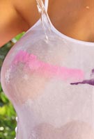 F-cup breast irrigation leads to wet t-shirt tits for 34F Holly from PinUpFiles.com
